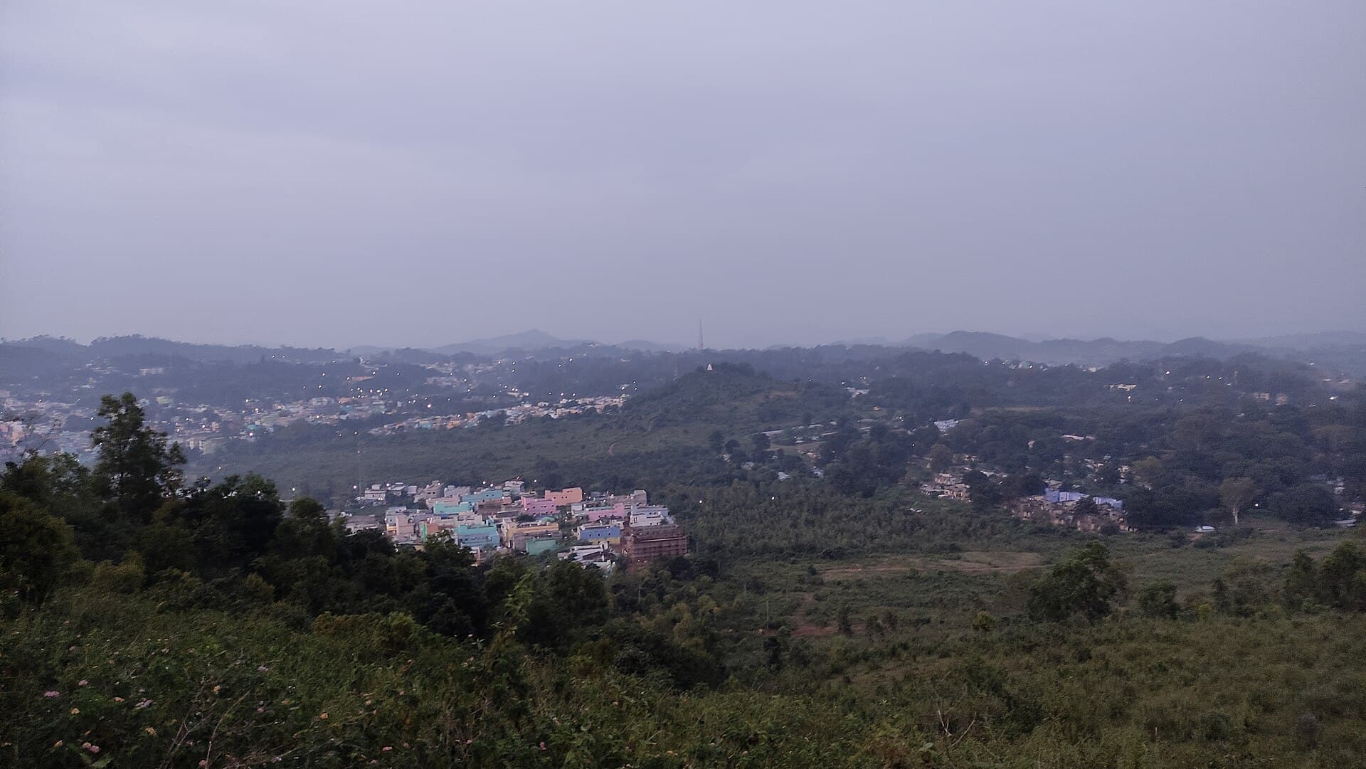 Koraput town and surrounding forested hills viewed from Table Mountain in southern Odisha